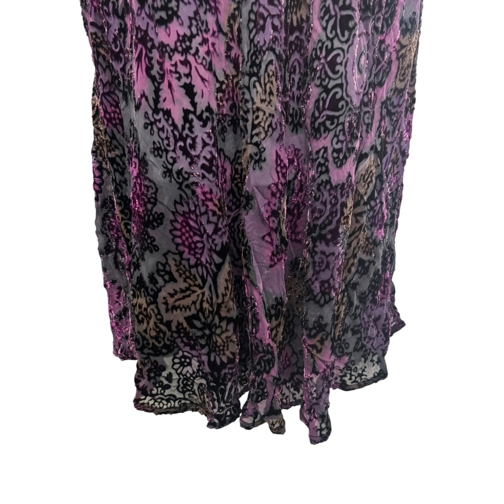 URU Silk Blend Velvet Burnout Floral Tank Top Purple Black Tunic XL USA - Picture 4 of 12